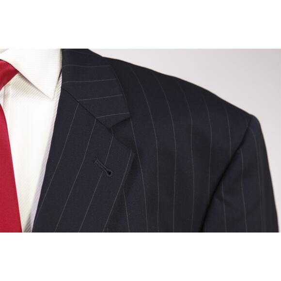 Jos A Bank Signature Navy Blue Pinstripe 2-Btn Wool Suit 50R - Picture 4 of 8